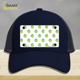 Lime Green Polka Dots White Novelty License Plate Hat Mesh / Navy