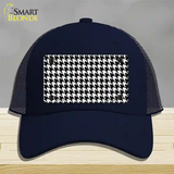 White Black Houndstooth Novelty License Plate Hat Mesh / Navy