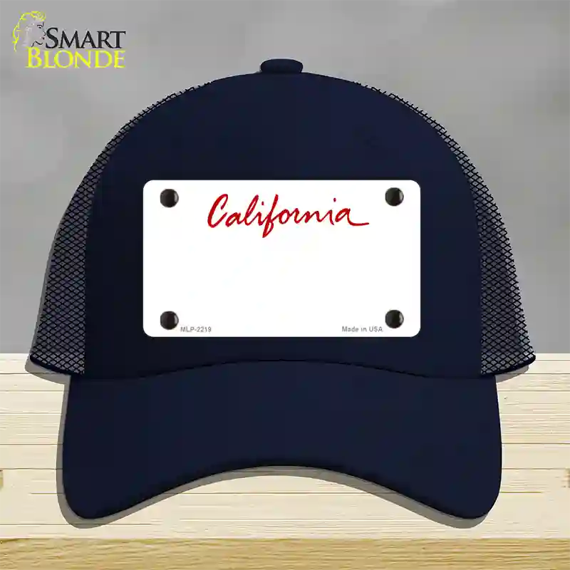 California State Blank Novelty License Plate Hat Mesh / Navy