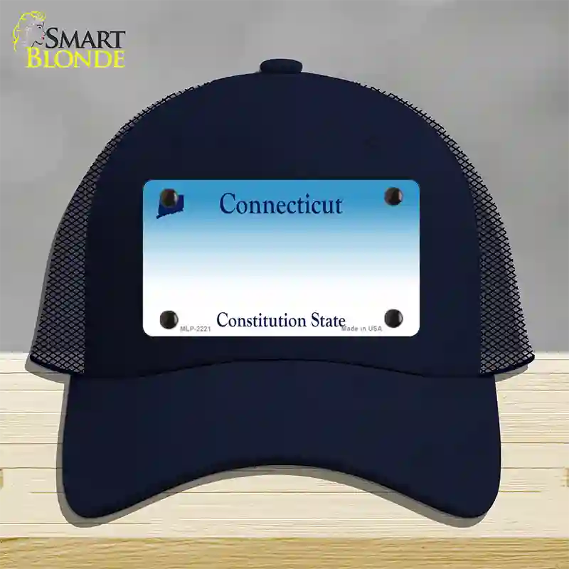 Connecticut State Blank Novelty License Plate Hat Mesh / Navy