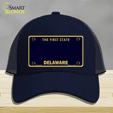 Delaware State Blank Novelty License Plate Hat Mesh / Navy