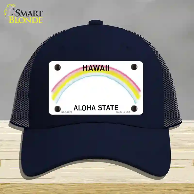 Hawaii State Blank Novelty License Plate Hat Mesh / Navy