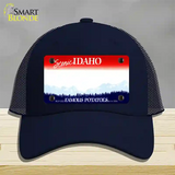 Idaho State Blank Novelty License Plate Hat Mesh / Navy