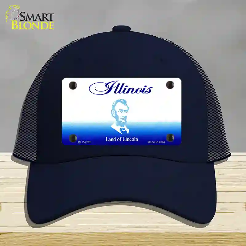 Illinois State Blank Novelty License Plate Hat Mesh / Navy