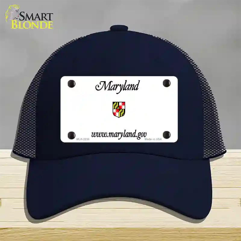 Maryland Gov State Blank Novelty License Plate Hat Mesh / Navy