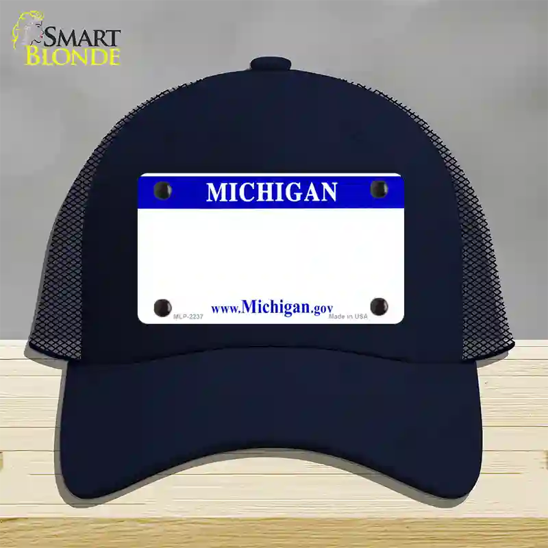 Michigan State Blank Novelty License Plate Hat Mesh / Navy