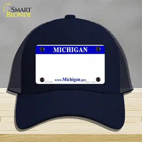 Michigan State Blank Novelty License Plate Hat Mesh / Navy