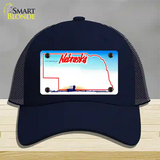 Nebraska State Blank Novelty License Plate Hat Mesh / Navy