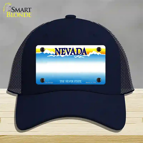 Nevada State Blank Novelty License Plate Hat Mesh / Navy