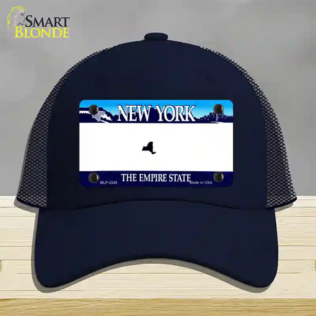 New York State State Blank Novelty License Plate Hat Mesh / Navy