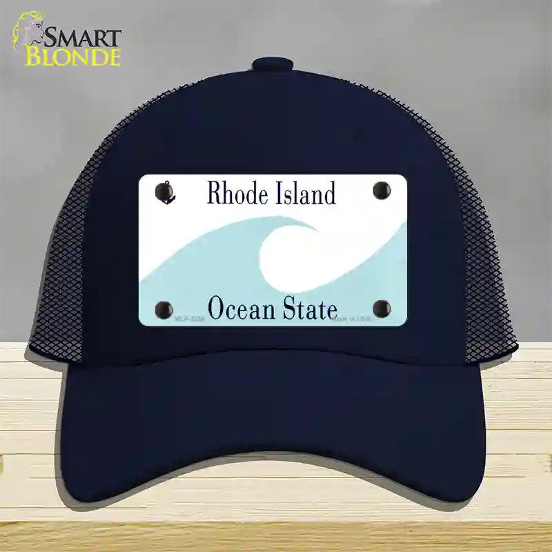 Rhode Island State Blank Novelty License Plate Hat Mesh / Navy