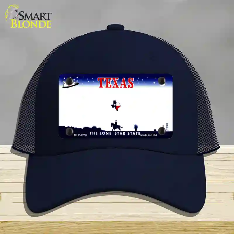 Texas State Blank Novelty License Plate Hat Mesh / Navy