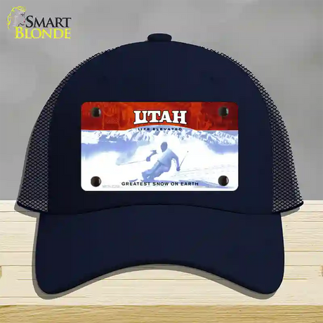 Utah State Blank Novelty License Plate Hat Mesh / Navy