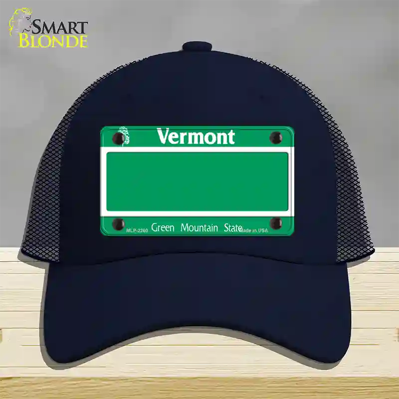 Vermont State Blank Novelty License Plate Hat Mesh / Navy