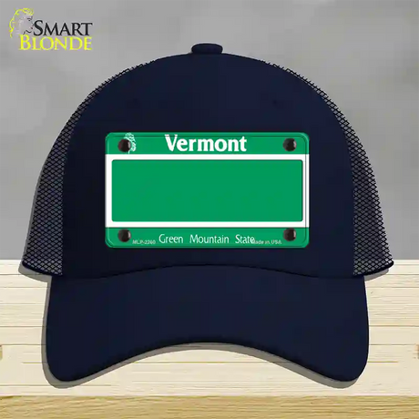 Vermont State Blank Novelty License Plate Hat Mesh / Navy