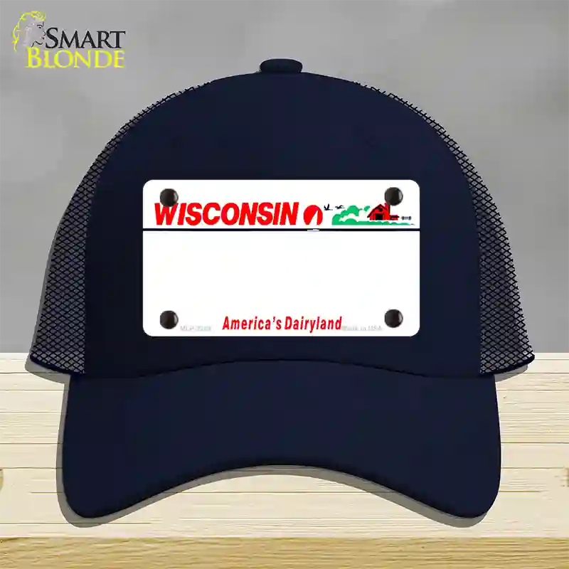 Wisconsin State Blank Novelty License Plate Hat Mesh / Navy