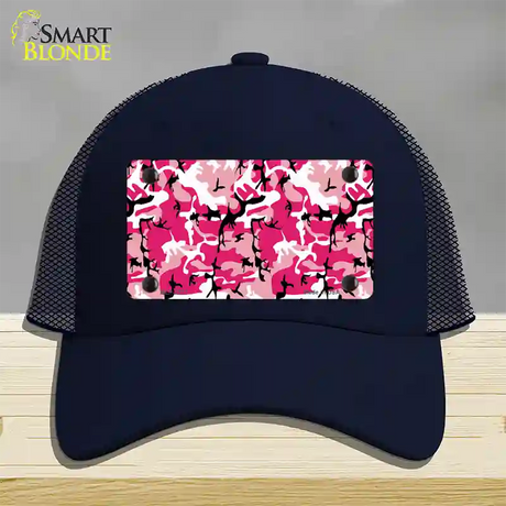 Pink Camouflage Novelty License Plate Hat Mesh / Navy