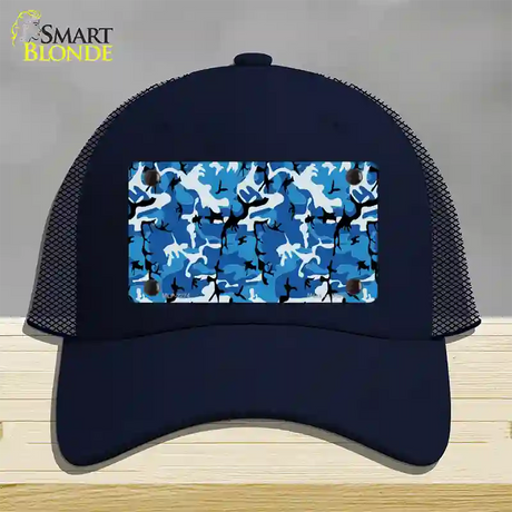 Blue Camouflage Novelty License Plate Hat Mesh / Navy