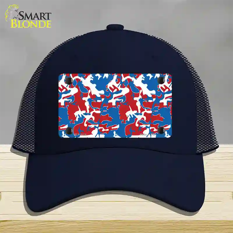 Patriotic Camouflage Novelty License Plate Hat Mesh / Navy