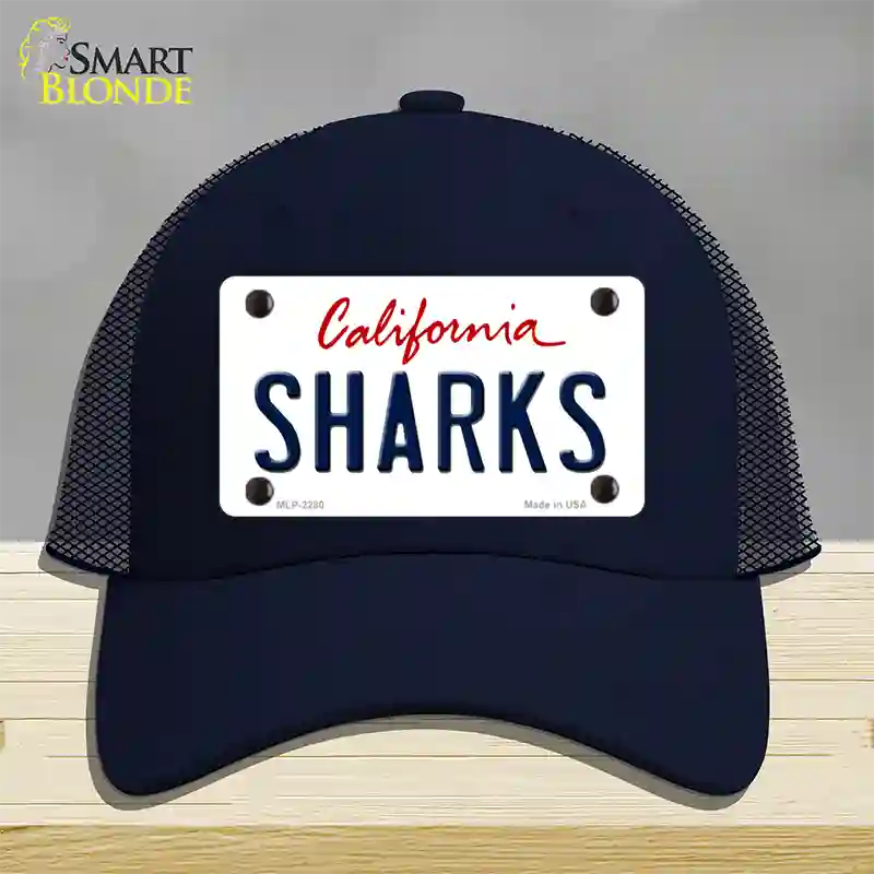 Sharks California State Novelty License Plate Hat Mesh / Navy