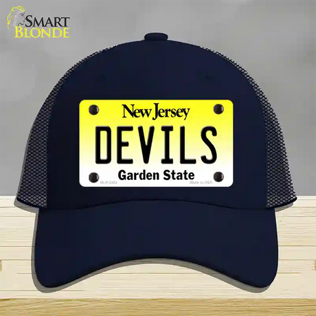 Devils New Jersey State Novelty License Plate Hat Mesh / Navy