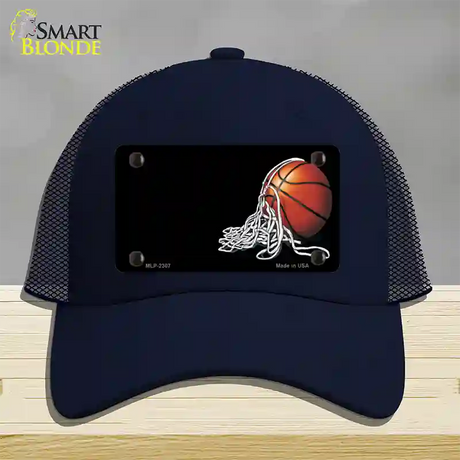 Basketball With Net Offset Novelty License Plate Hat Mesh / Navy