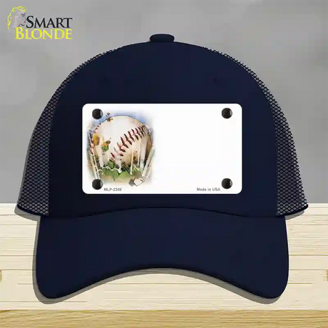 Baseball Offset Novelty License Plate Hat Mesh / Navy