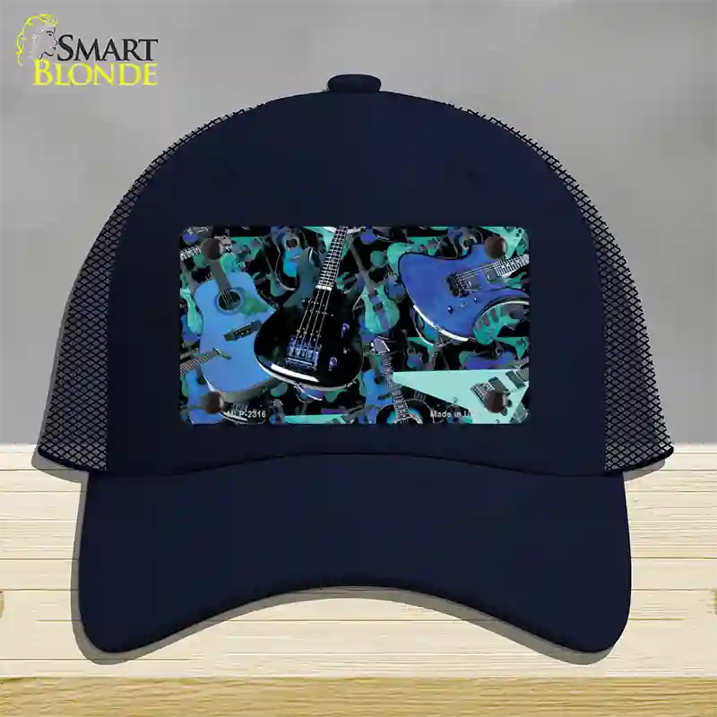 Guitars Blue Novelty License Plate Hat Mesh / Navy