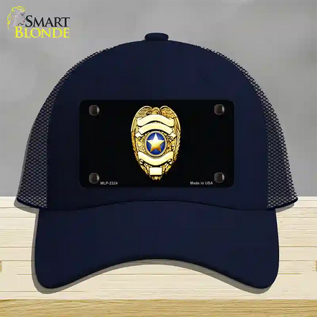 Police Badge Novelty License Plate Hat Mesh / Navy