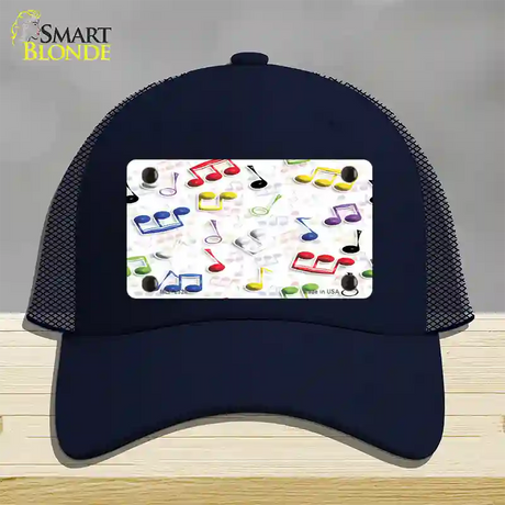 Musical Notes Multi-Color Novelty License Plate Hat Mesh / Navy