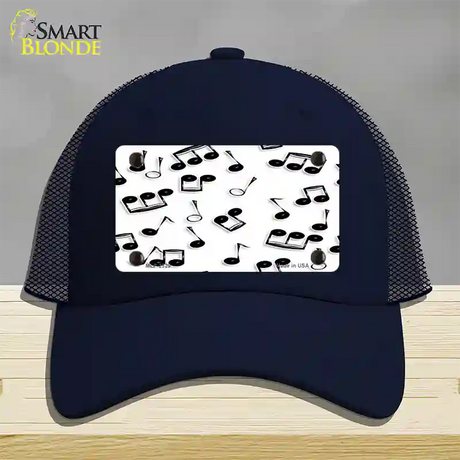 Musical Notes Black White Novelty License Plate Hat Mesh / Navy