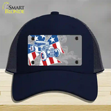 Retro Rod Offset Novelty License Plate Hat Mesh / Navy