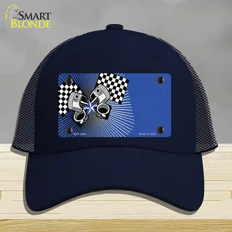 Racing Pistons Offset Novelty License Plate Hat Mesh / Navy