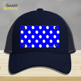 White Polka Dots Royal Blue Novelty License Plate Hat Mesh / Navy