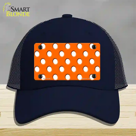 White Polka Dots Orange Novelty License Plate Hat Mesh / Navy