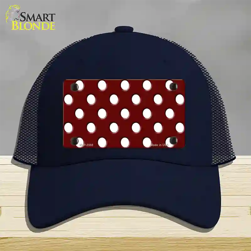 White Polka Dots Burgundy Novelty License Plate Hat Mesh / Navy