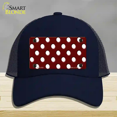 White Polka Dots Burgundy Novelty License Plate Hat Mesh / Navy