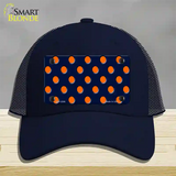 Orange Polka Dots Navy Blue Novelty License Plate Hat Mesh / Navy