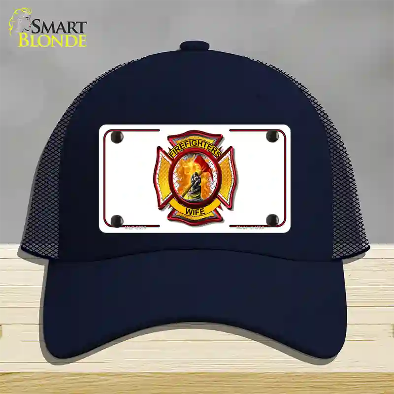 Firefighters Wife Novelty License Plate Hat Mesh / Navy