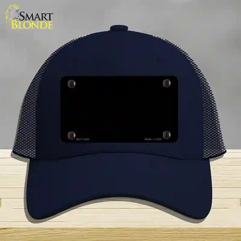 Black Solid Novelty License Plate Hat Mesh / Navy