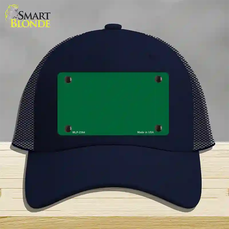 Green Solid Novelty License Plate Hat Mesh / Navy