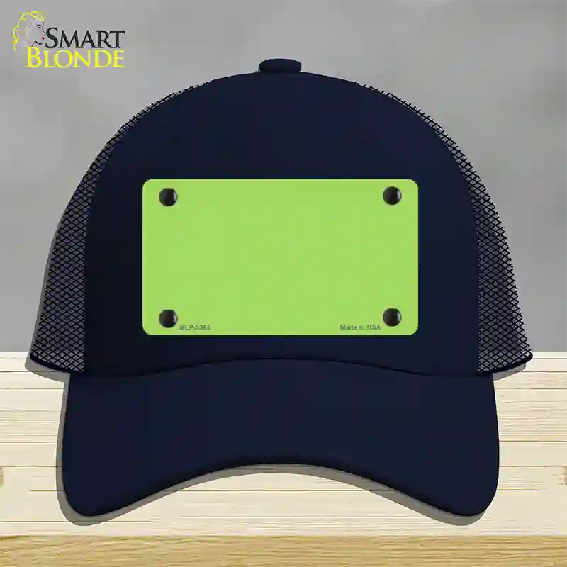 Lime Green Solid Novelty License Plate Hat Mesh / Navy