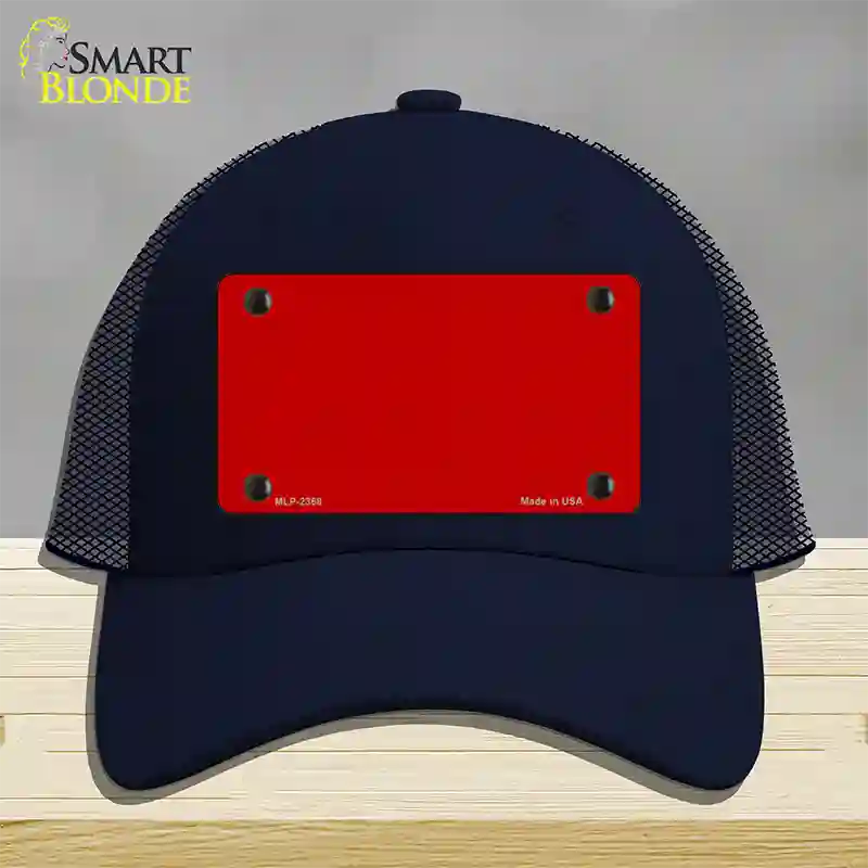 Red Solid Novelty License Plate Hat Mesh / Navy