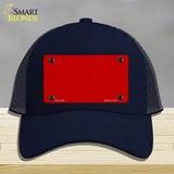 Red Solid Novelty License Plate Hat Mesh / Navy