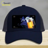 Frothy Beer Mug Offset Novelty License Plate Hat Mesh / Navy