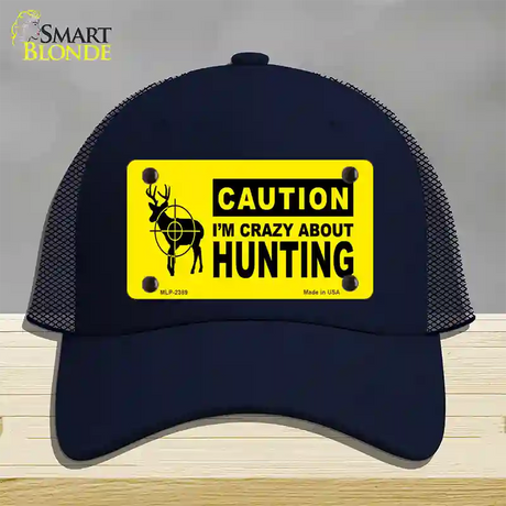 Crazy About Hunting Novelty License Plate Hat Mesh / Navy