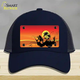 Sunset Surfer Novelty License Plate Hat Mesh / Navy