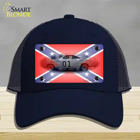 Confederate Flag Charger Novelty License Plate Hat Mesh / Navy