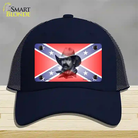 Confederate Flag Cowboy Novelty License Plate Hat Mesh / Navy