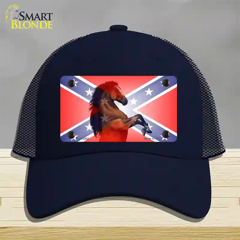 Confederate Flag Stallion Horse Novelty License Plate Hat Mesh / Navy